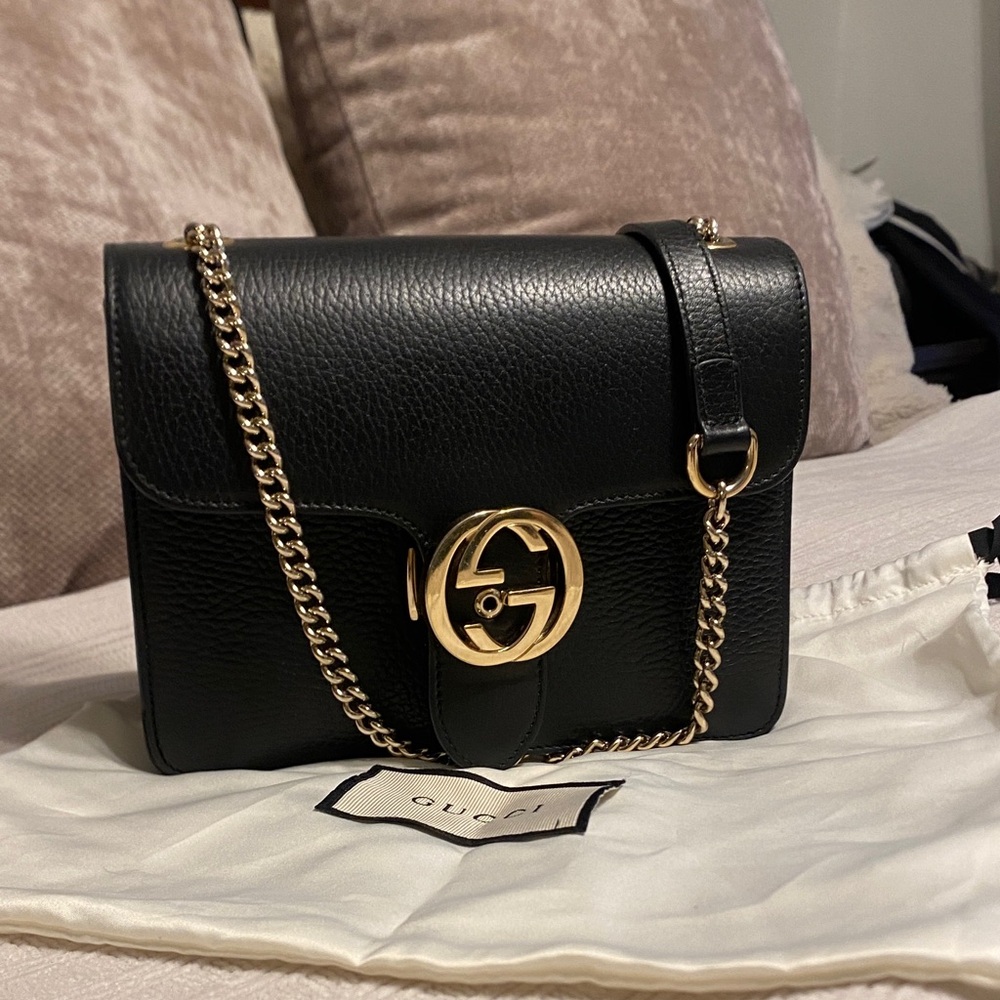 Gucci Black Crossbody Bag with silver Chain